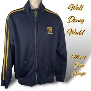 Walt Disney World Men’s Navy Gold Embroidered Logo Track Jacket Size Large